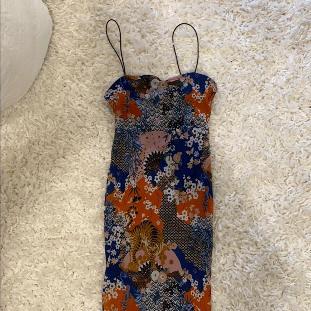Patterned spaghetti dress